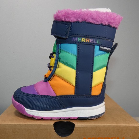 Merrell Other - NiB Merrell Alpine Puffer JR Waterproof Backpacking Boot Rainbow Multi 4 Unisex